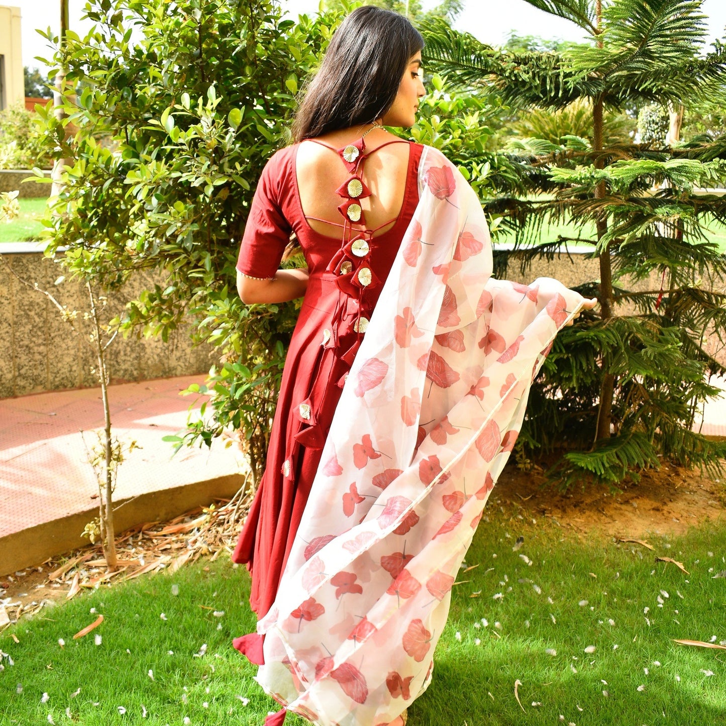 Maroon Handpainted Suit Set