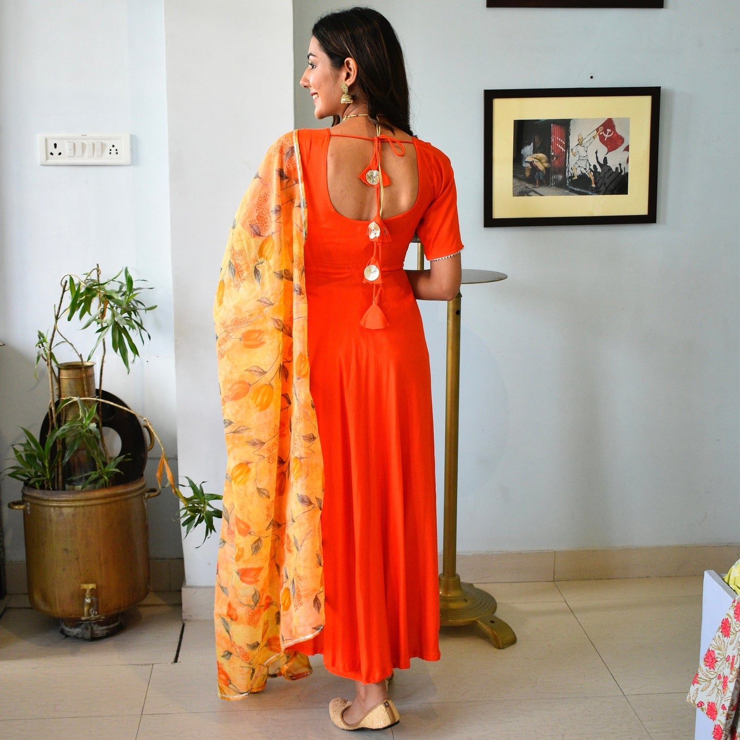 Orange Handpainted Suit Set