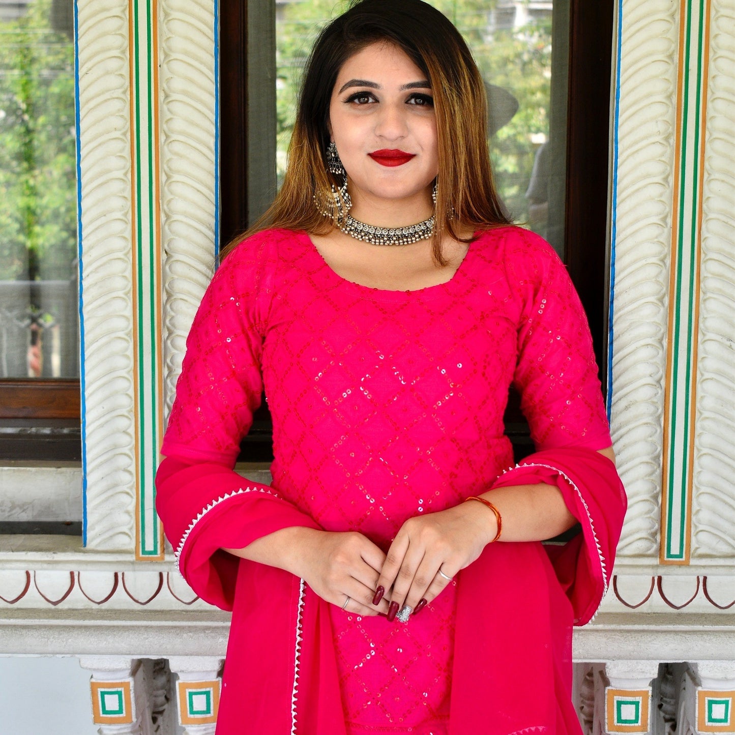 Pink Chikankari Sharara Suit Set