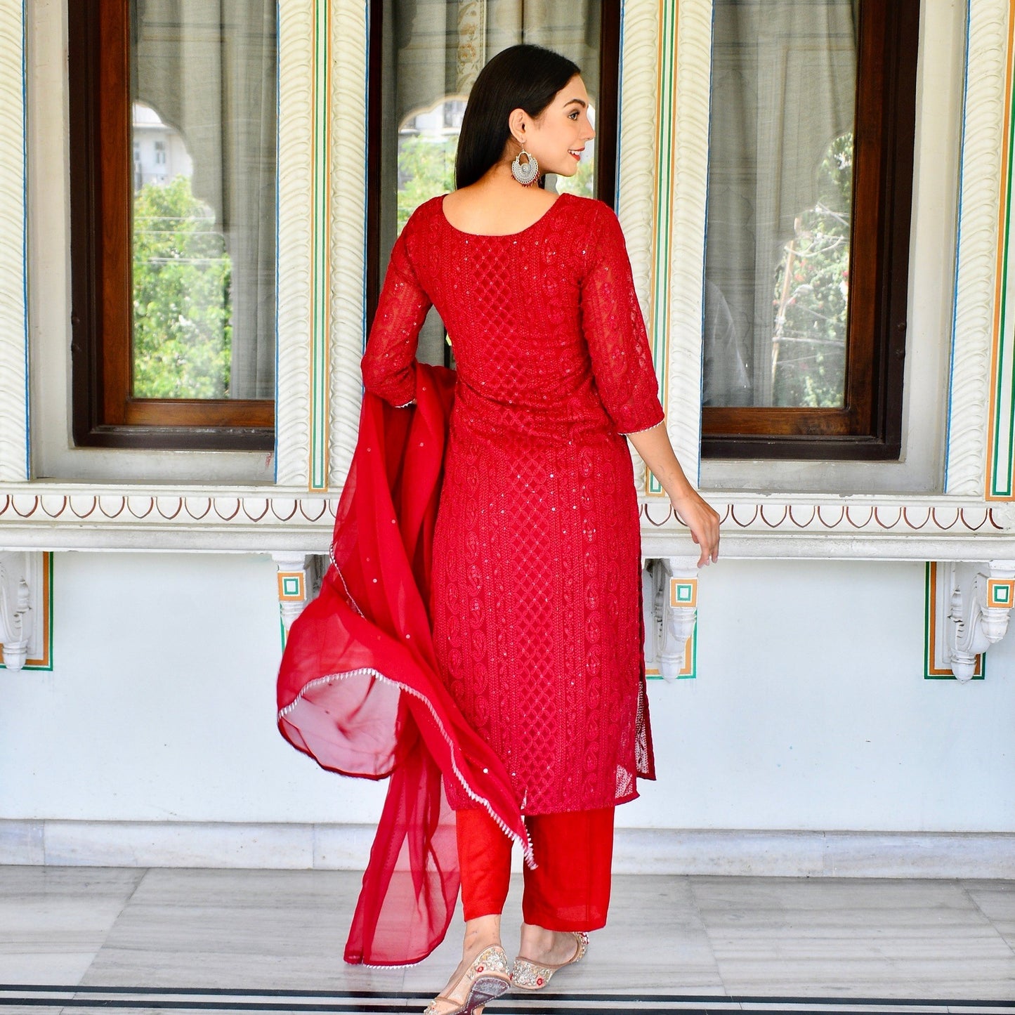 Maroon Chikankari Suit Set