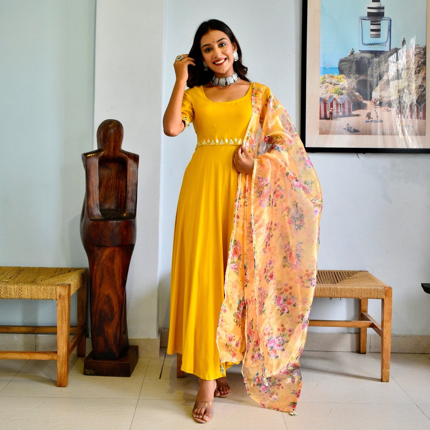 Yellow Handpainted Suit Set