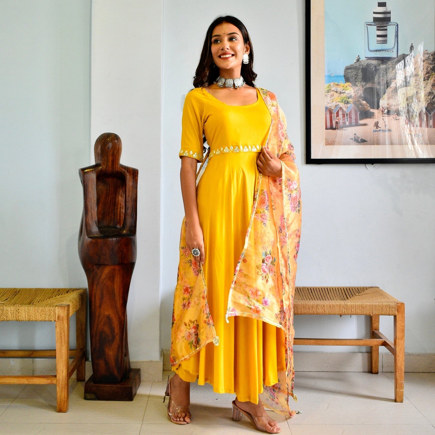 Yellow Handpainted Suit Set
