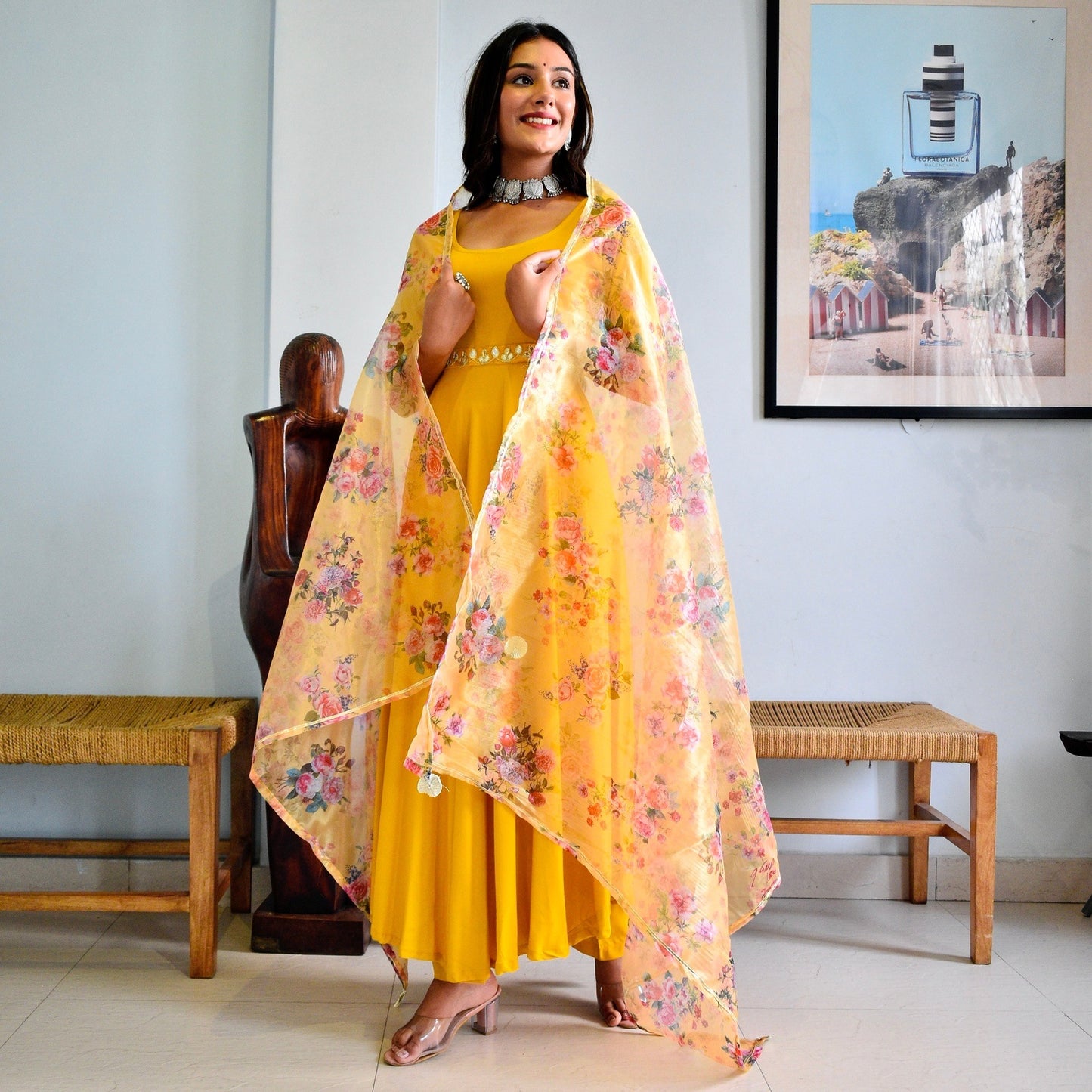 Yellow Handpainted Suit Set