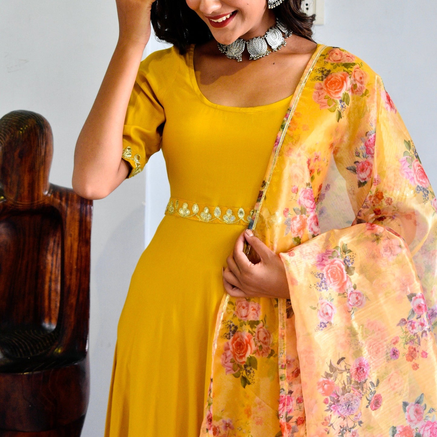 Yellow Handpainted Suit Set