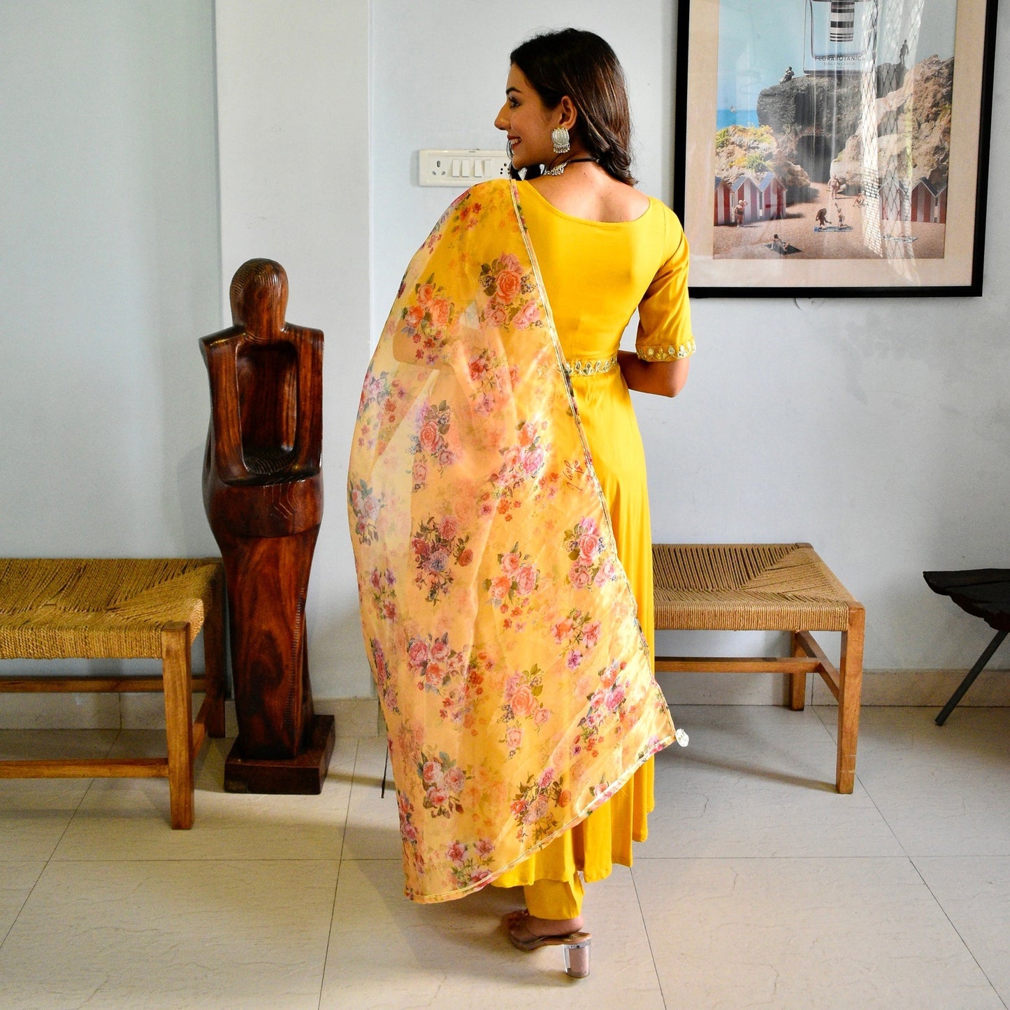 Yellow Handpainted Suit Set