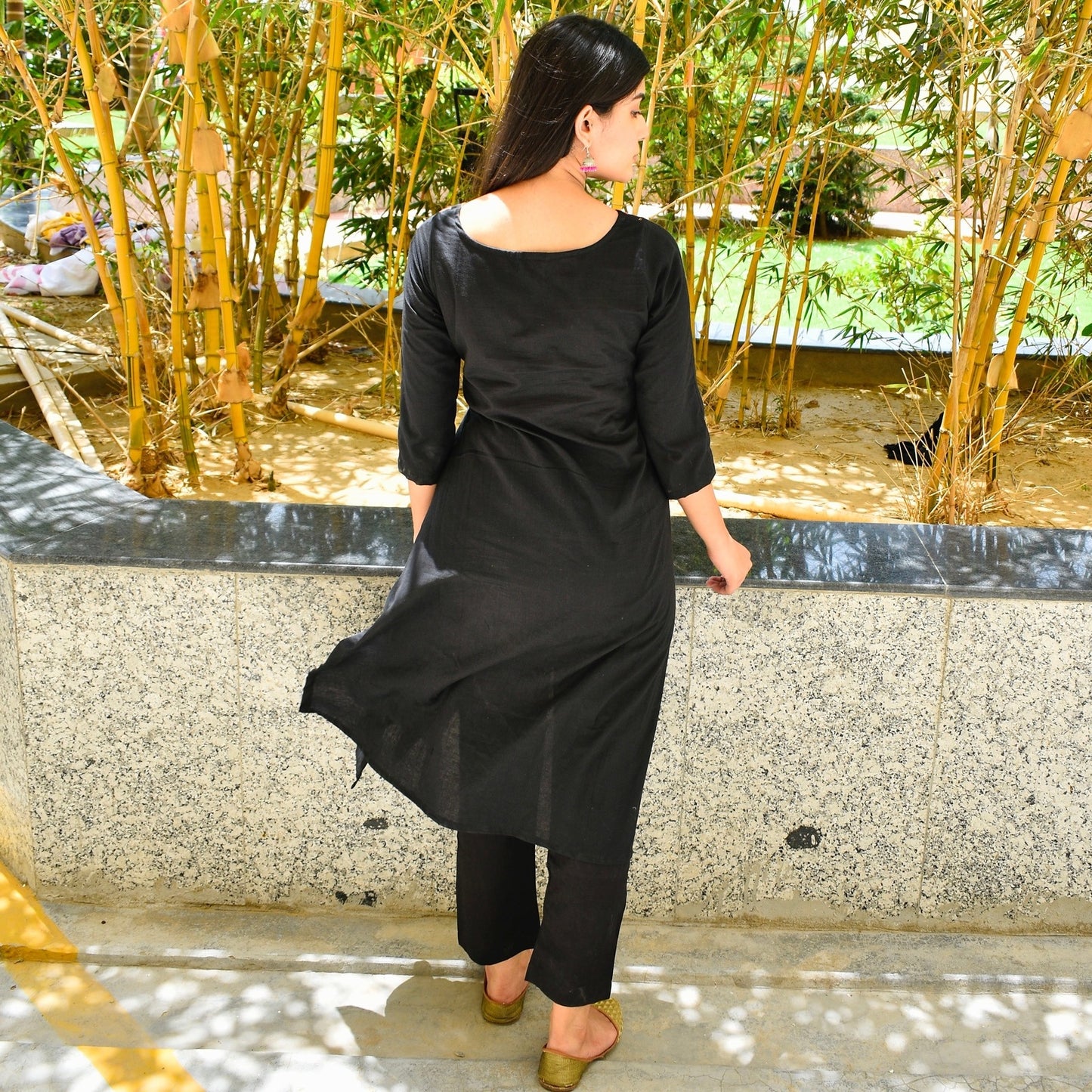 Black Yoke Kurta Set