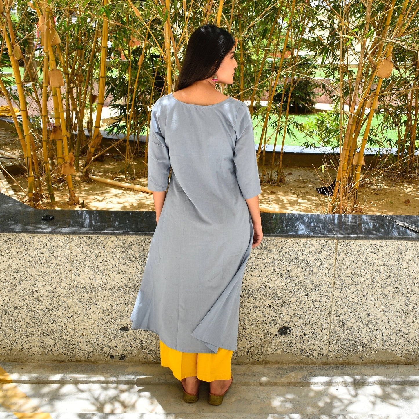 Powder Blue Yoke Kurta Set