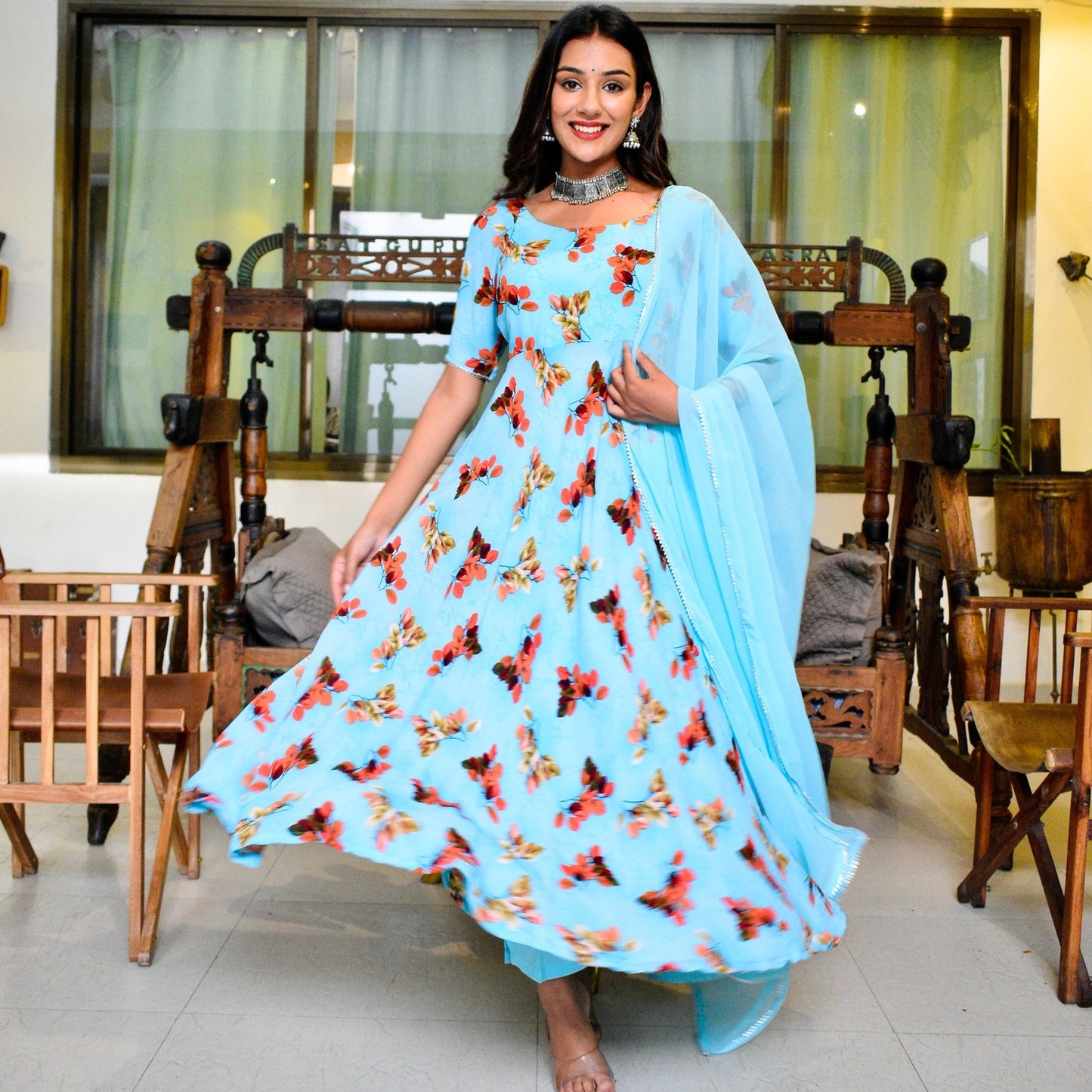 Dreamy Blue Floral Suit Set