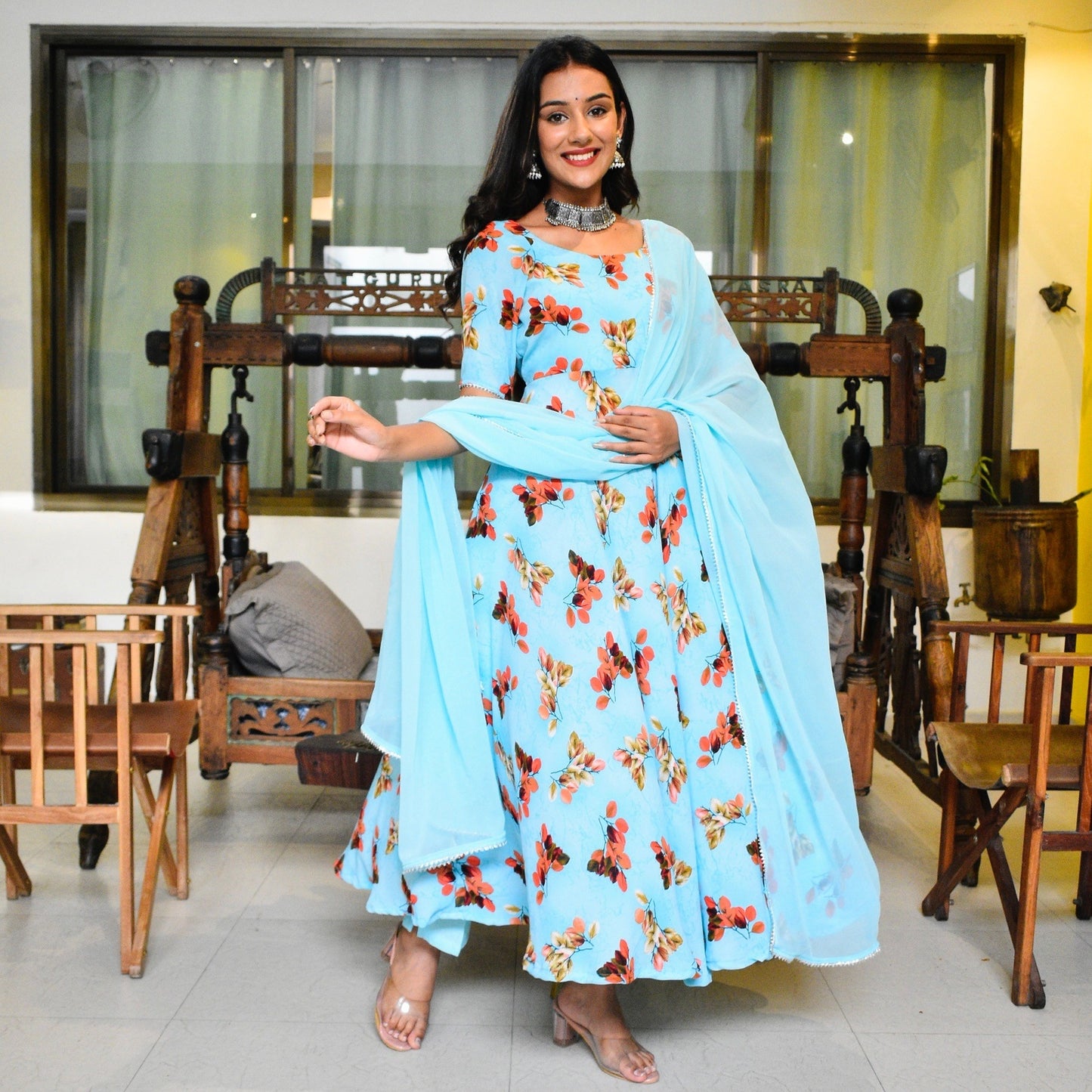 Dreamy Blue Floral Suit Set