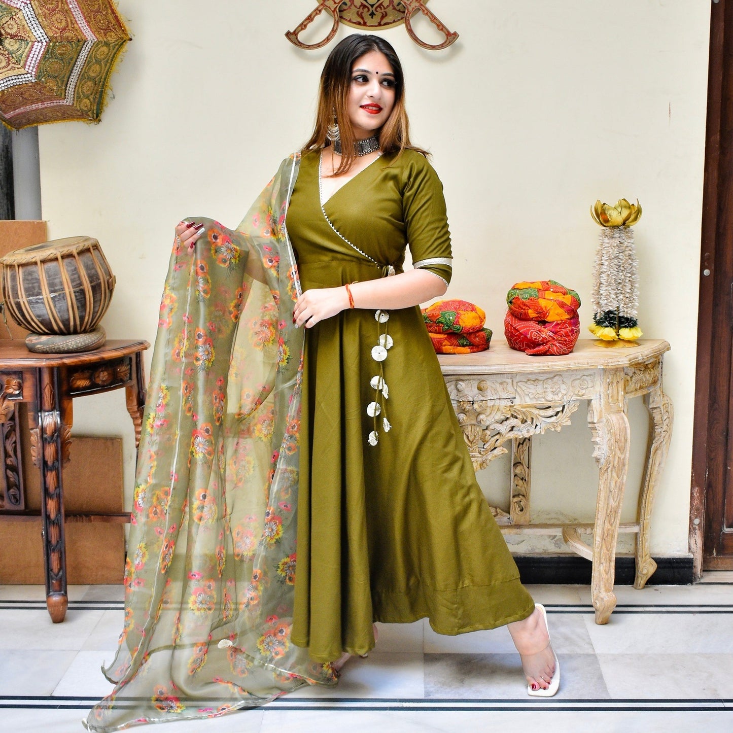Olive Festive Suit Set