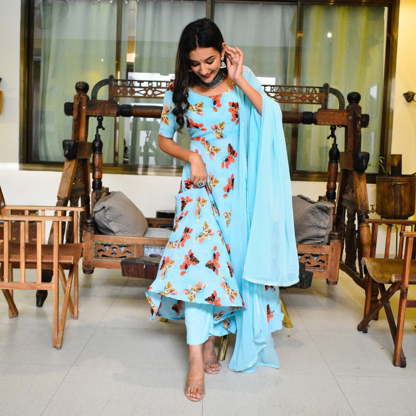 Dreamy Blue Floral Suit Set