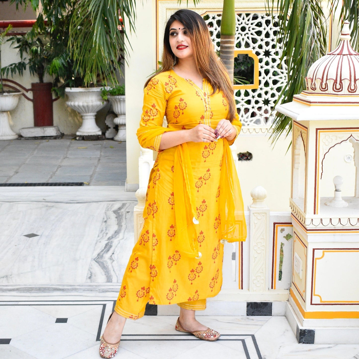Yellow Muslin Suit Set