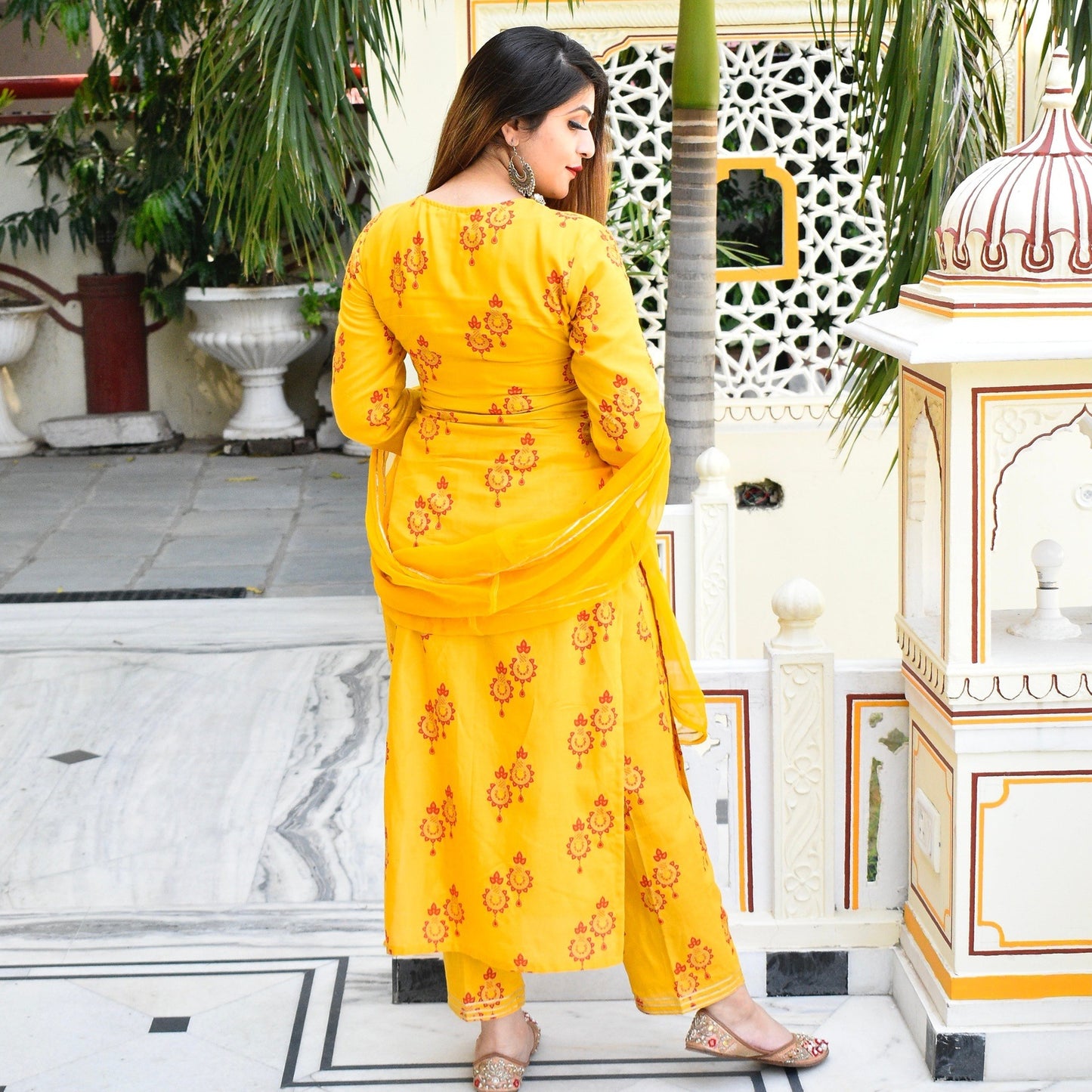 Yellow Muslin Suit Set