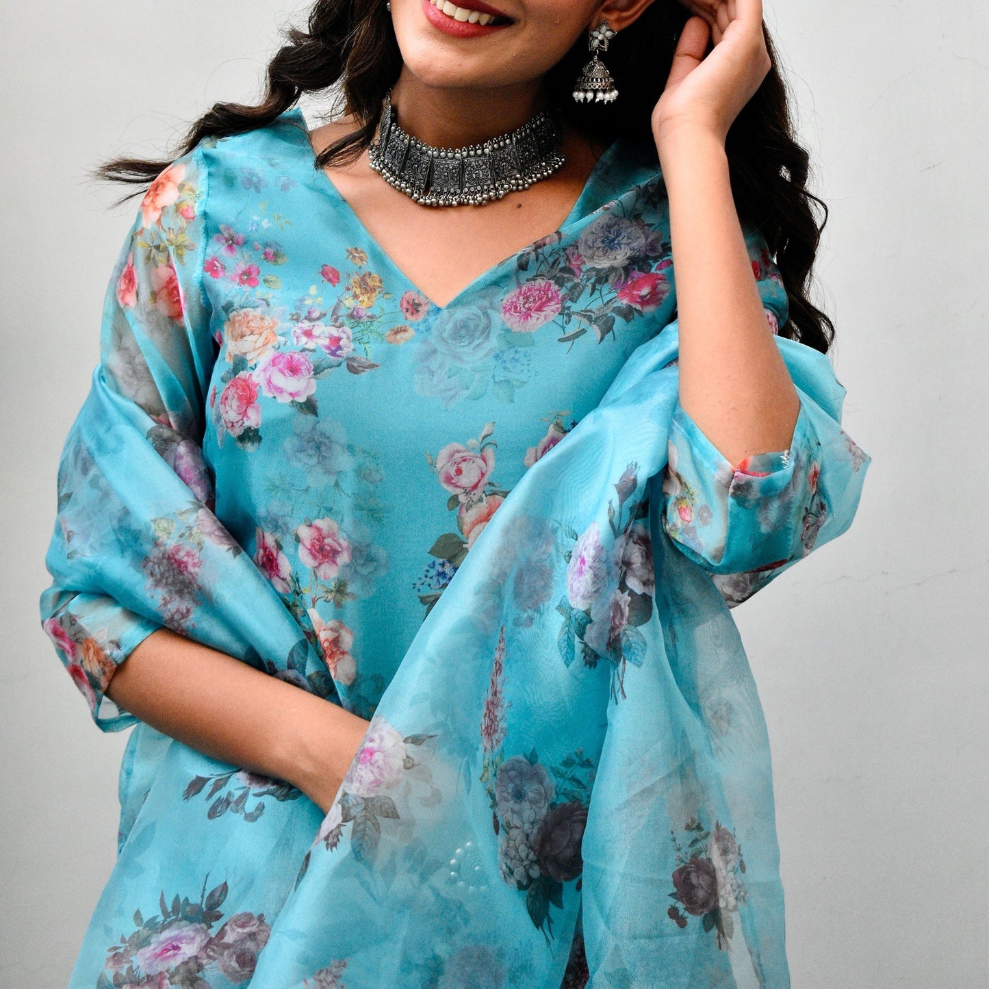 Aqua Floral Suit Set