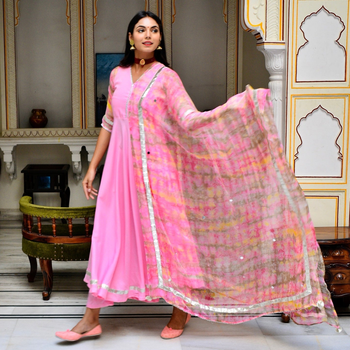 Baby Pink Shibori Suit Set