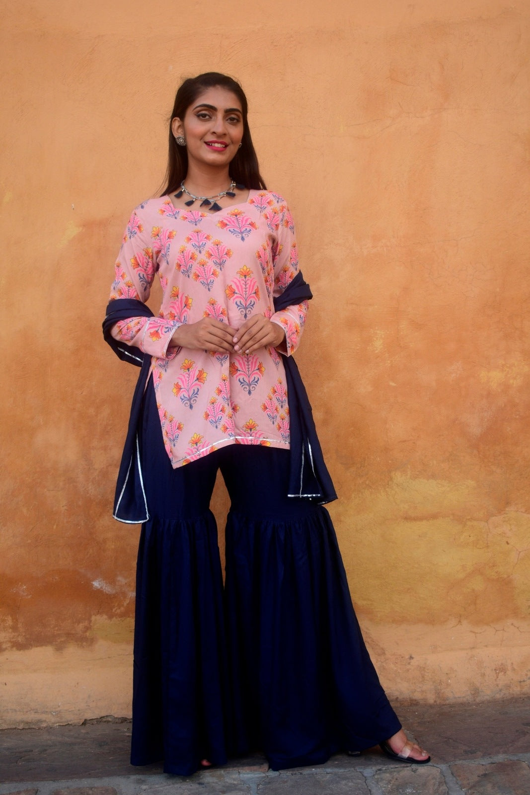 Peach Digital Printed Sharara Set