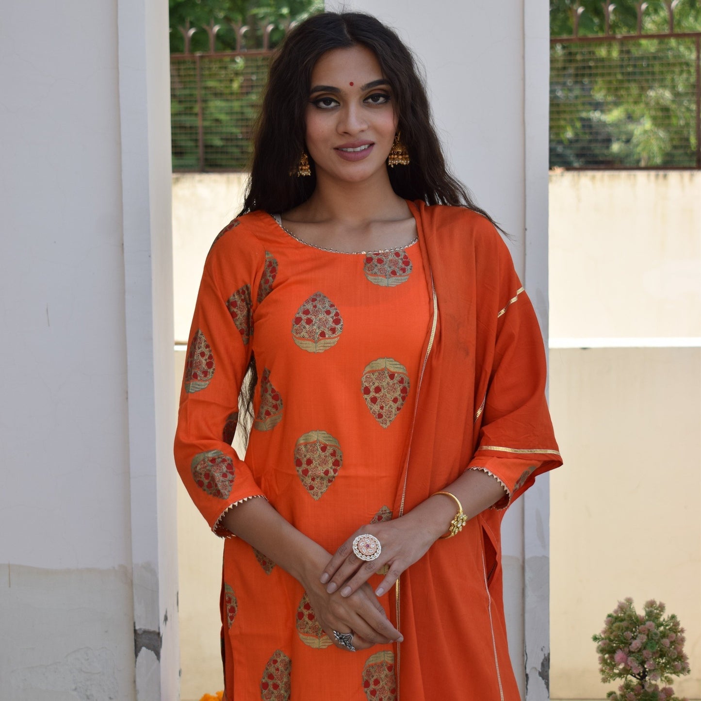 Orange Festive Sharara Set