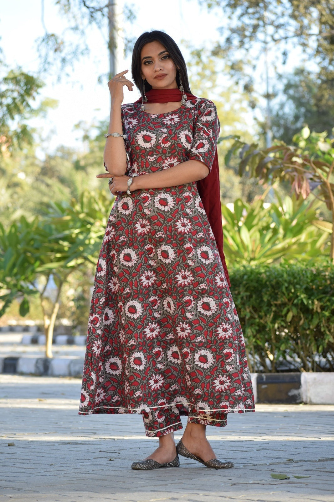 Maroon Floral Suit Set