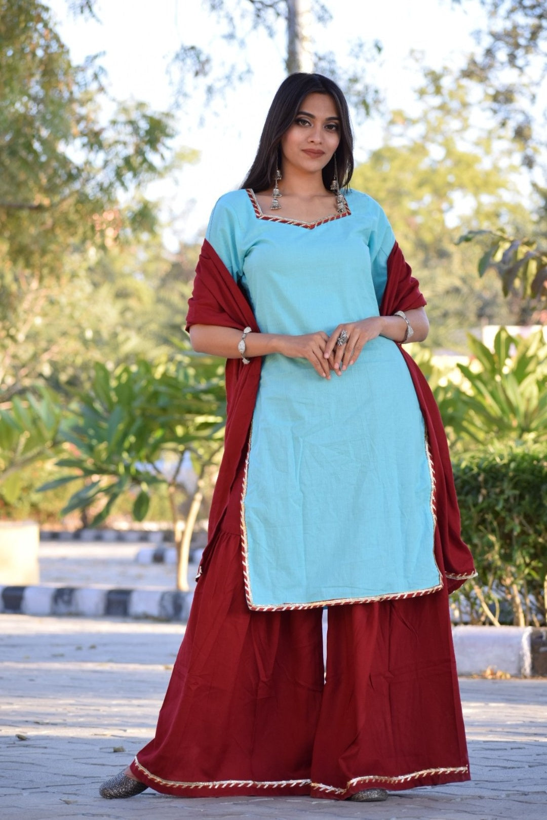 Skyblue Ethnic Sharara Set