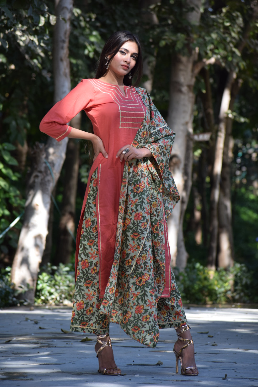 Rust Garden Handblock Suit Set