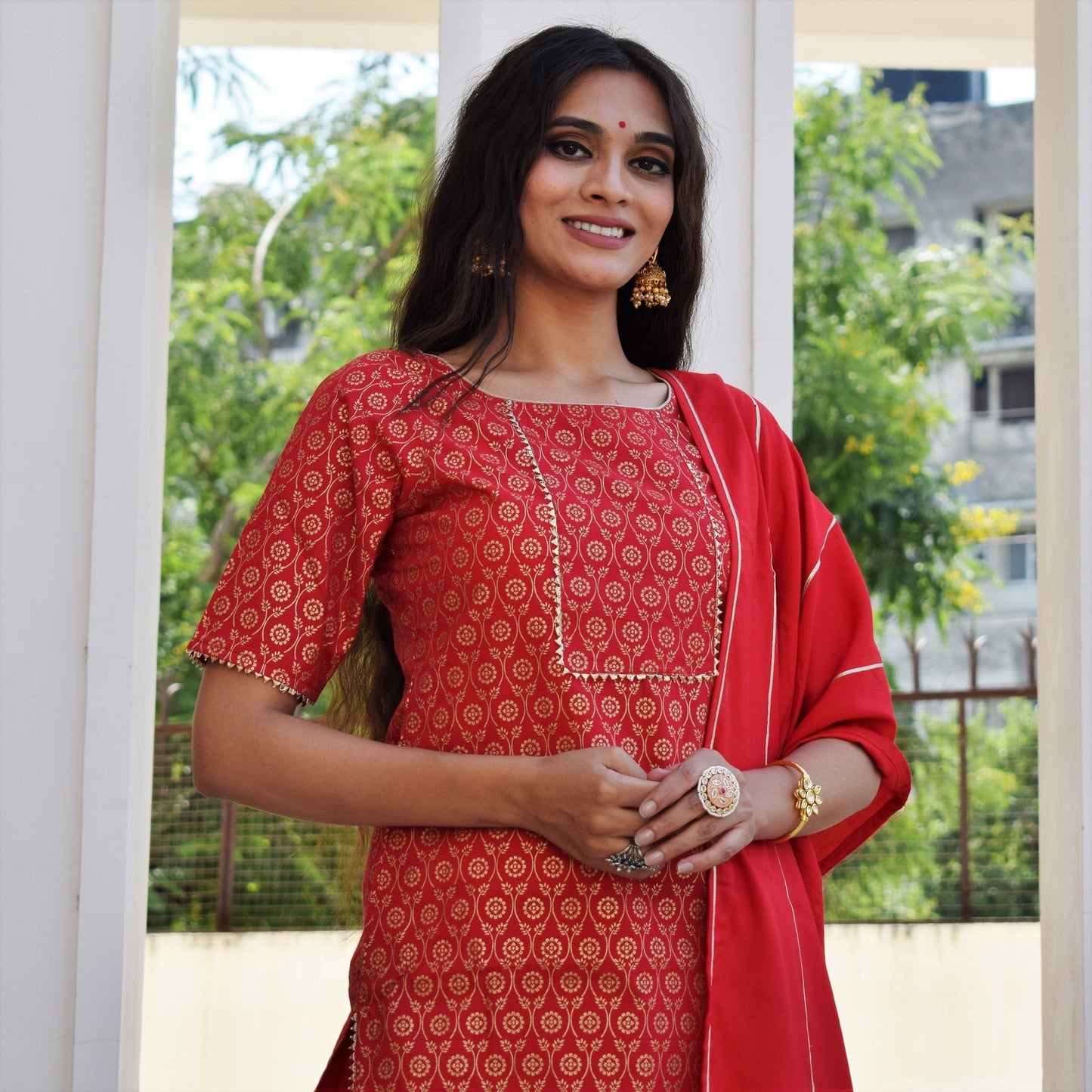 Rio Red Yoke Suit Set