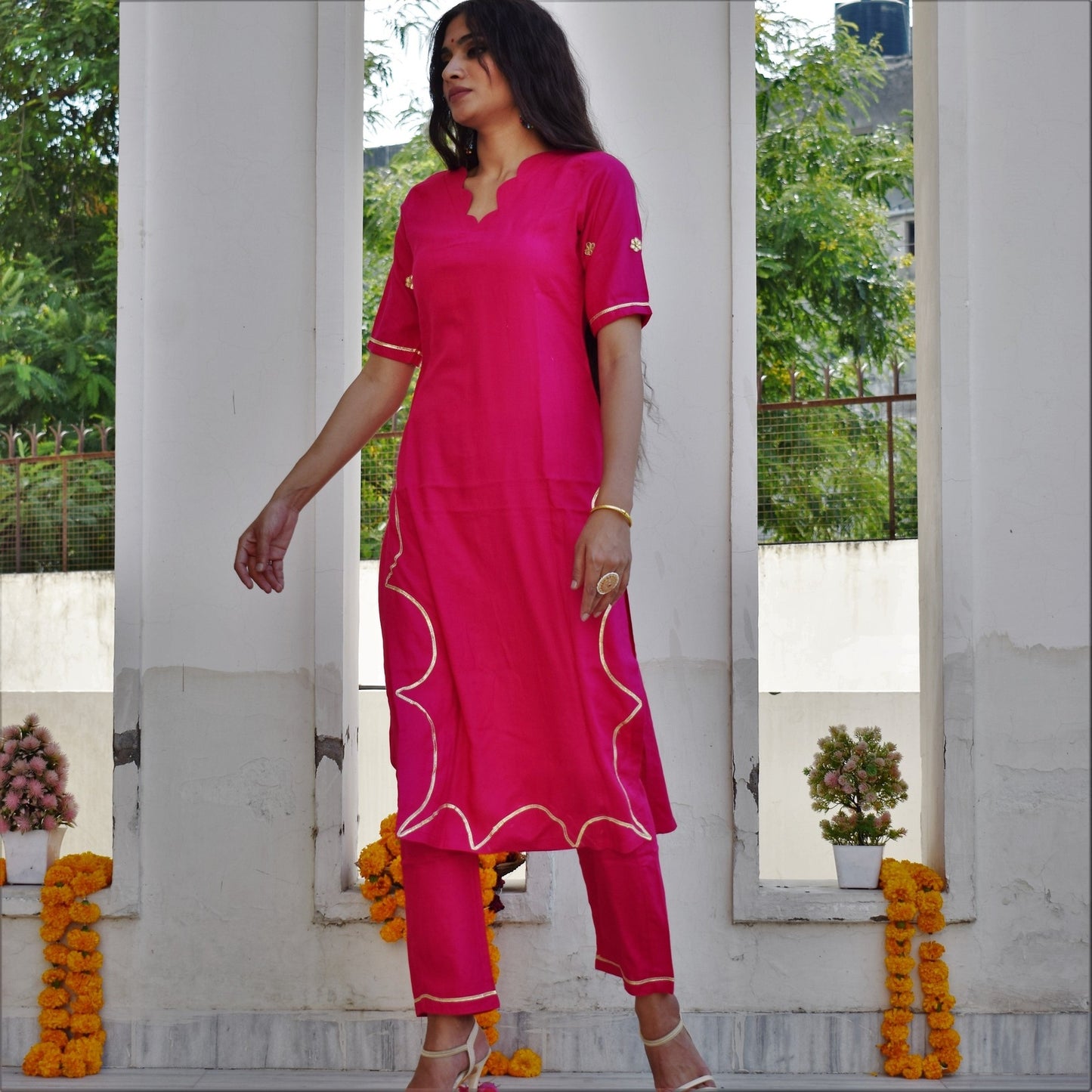 Pink Handwork Kurta Set