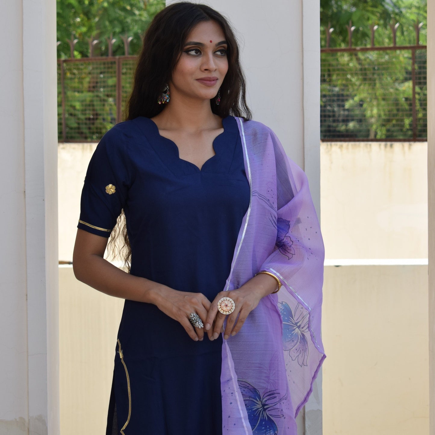 Blue Berry Hand Painted Suit Set