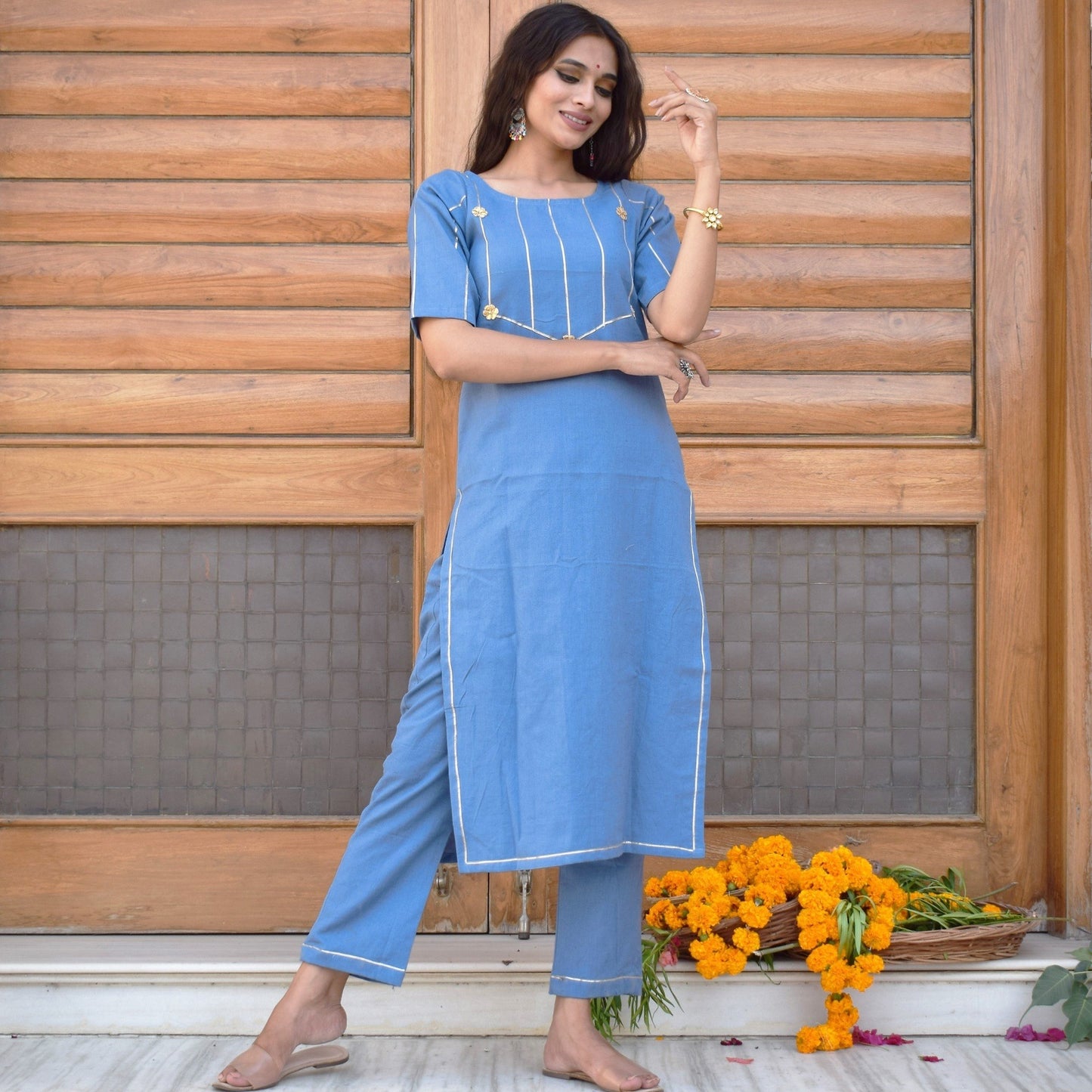 Blue Handwork Kurta Set