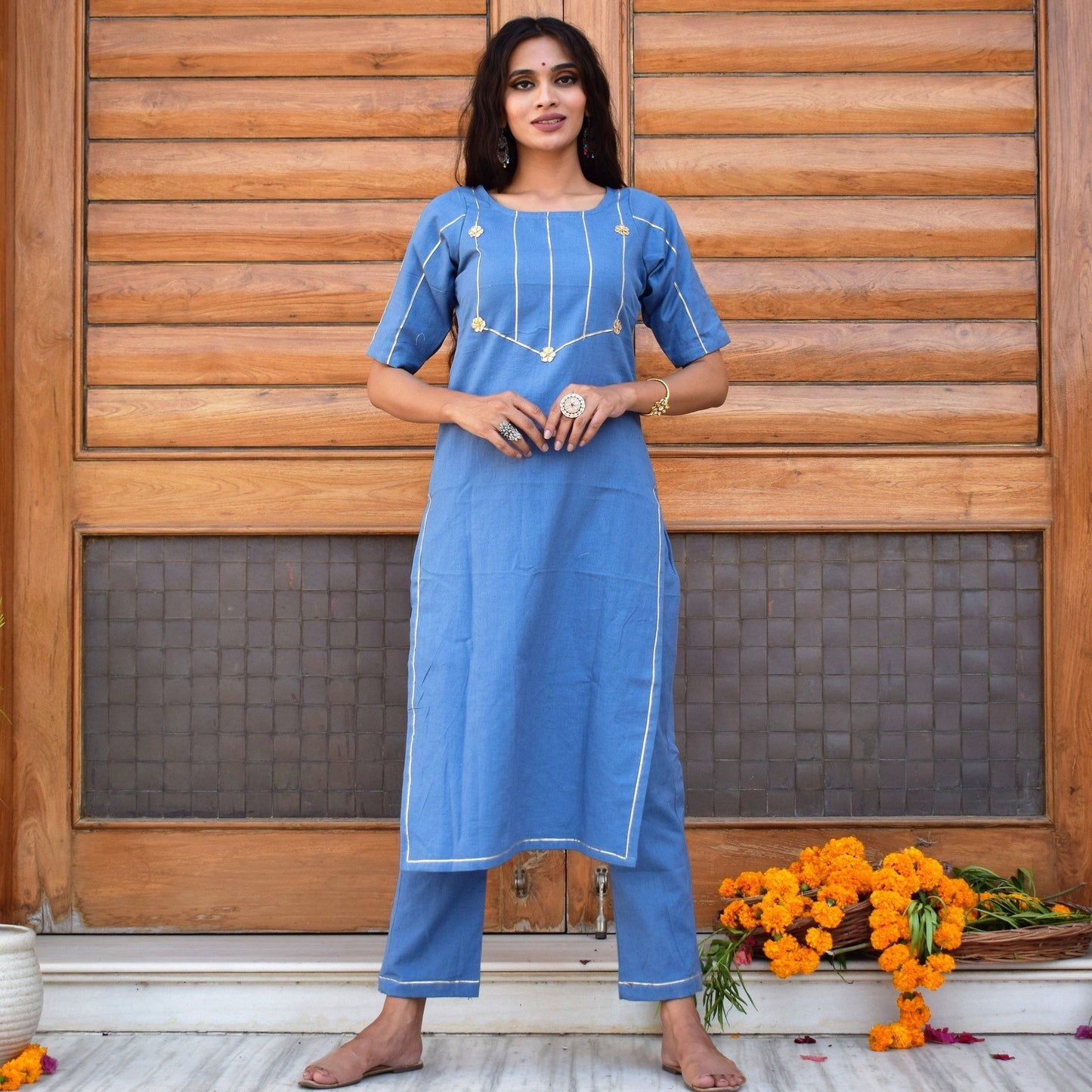 Blue Handwork Kurta Set