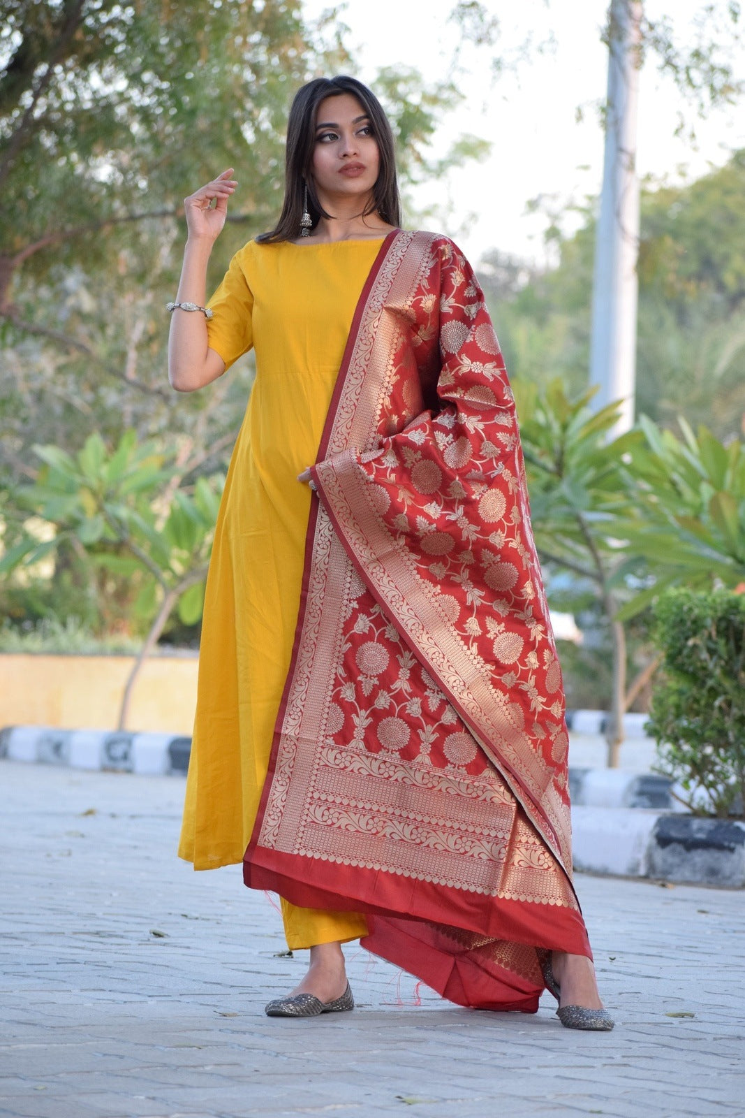 Yellow Banarasi Suit Set