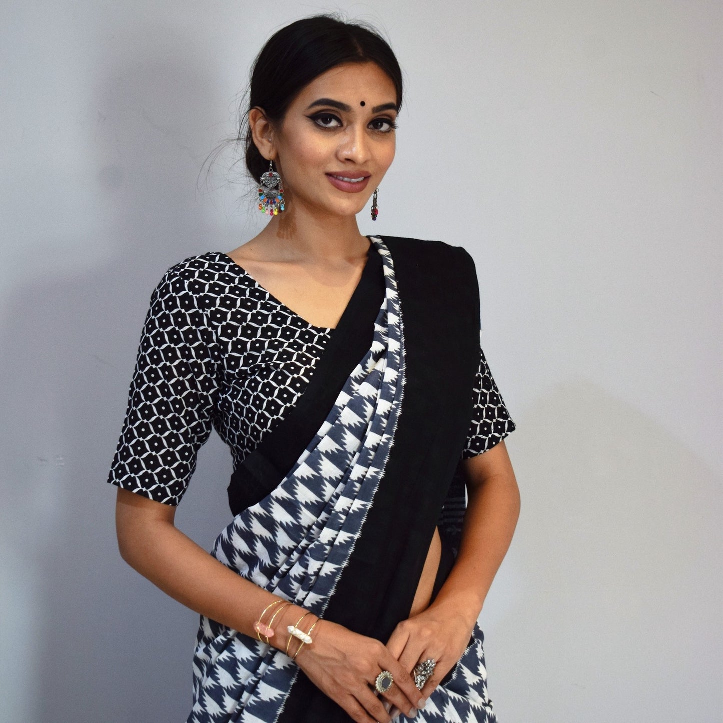 Black Ikkat Printed Saree