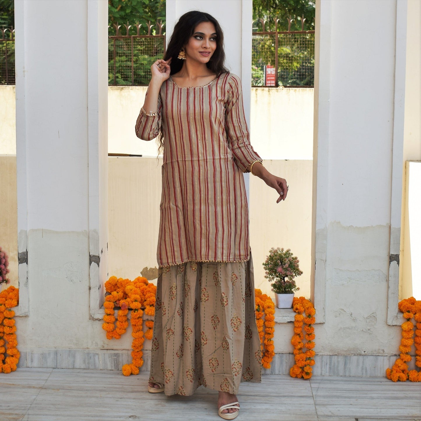 Ivory Gold Foil Kurta Set