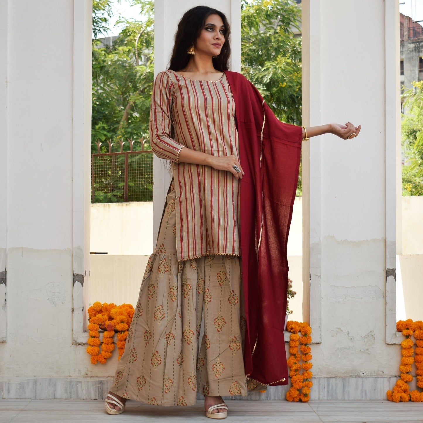 Sunset Foil Sharara Set