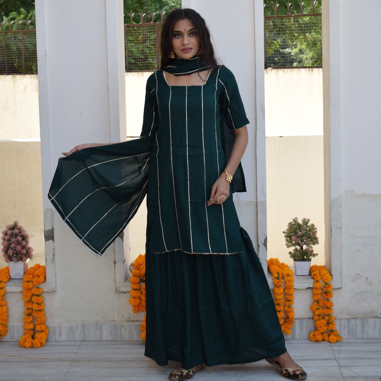 Midnight Green Sharara Set