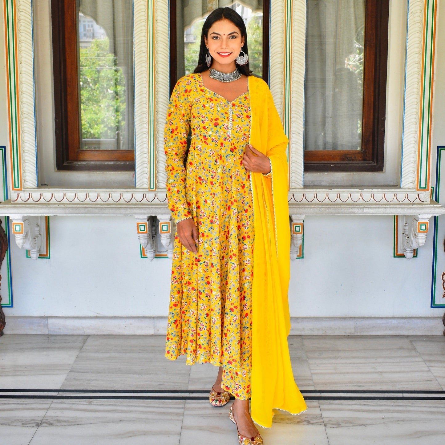 Yellow Ciara Handblock Suit Set