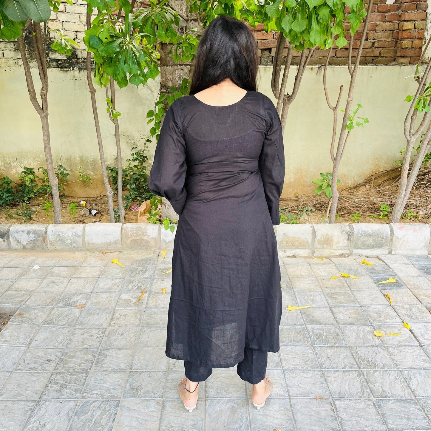 Black Cotton Kurta Set