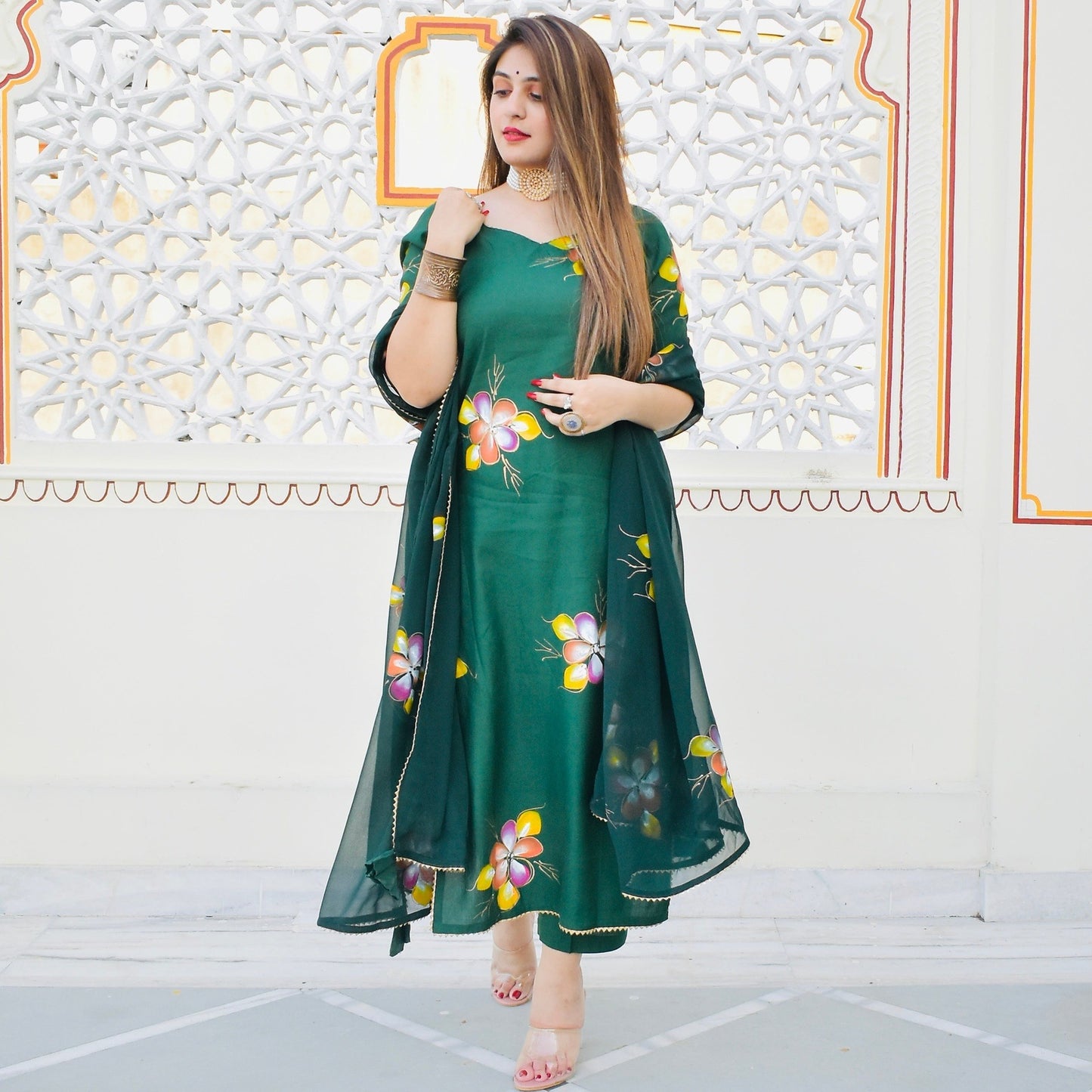 Emerald Handpainted Suit Set