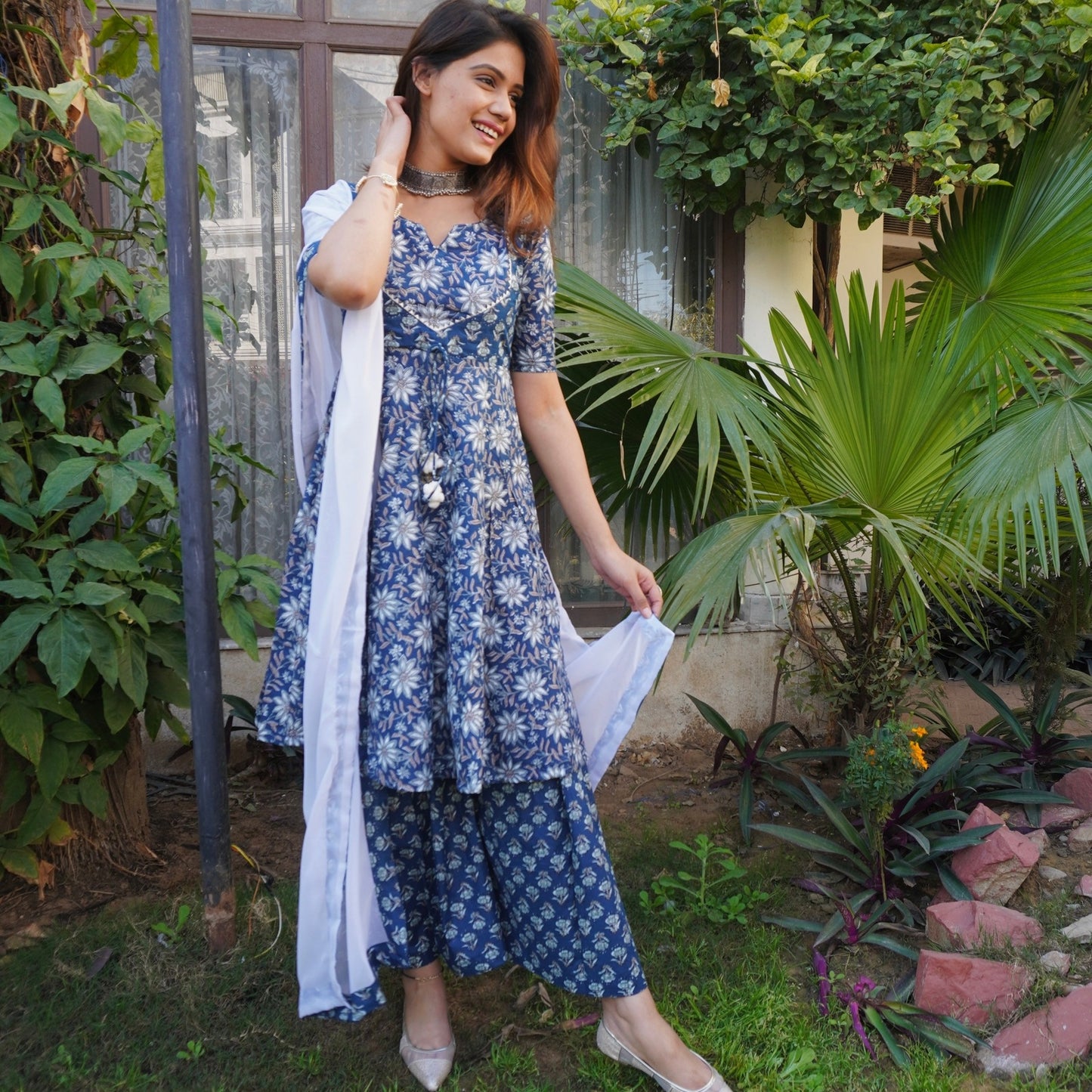 Anaya Indigo Sharara Suit Set