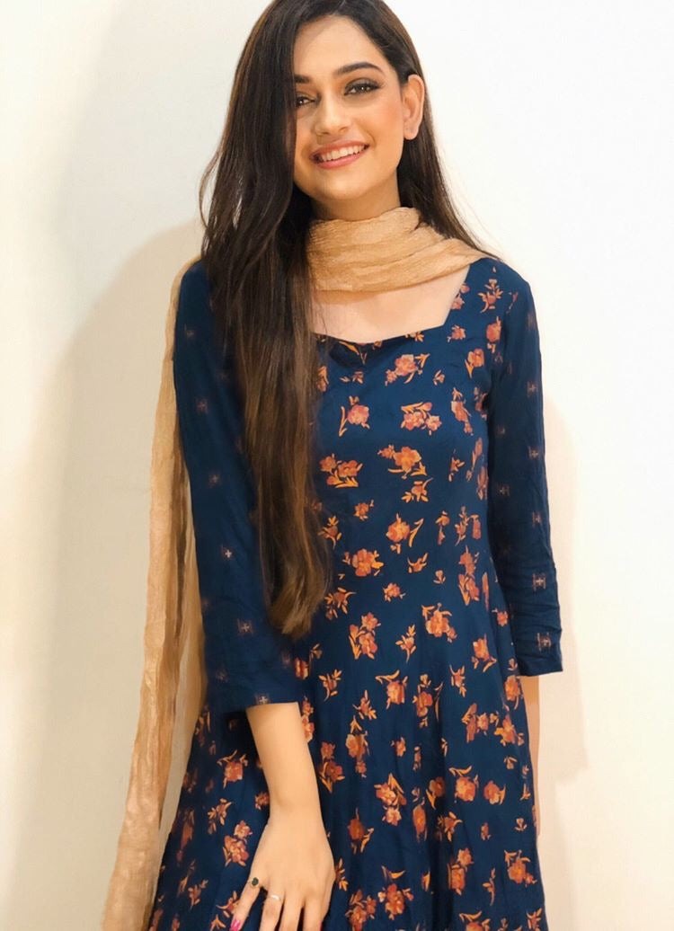 Gold Foil Floral Dress With Dupatta