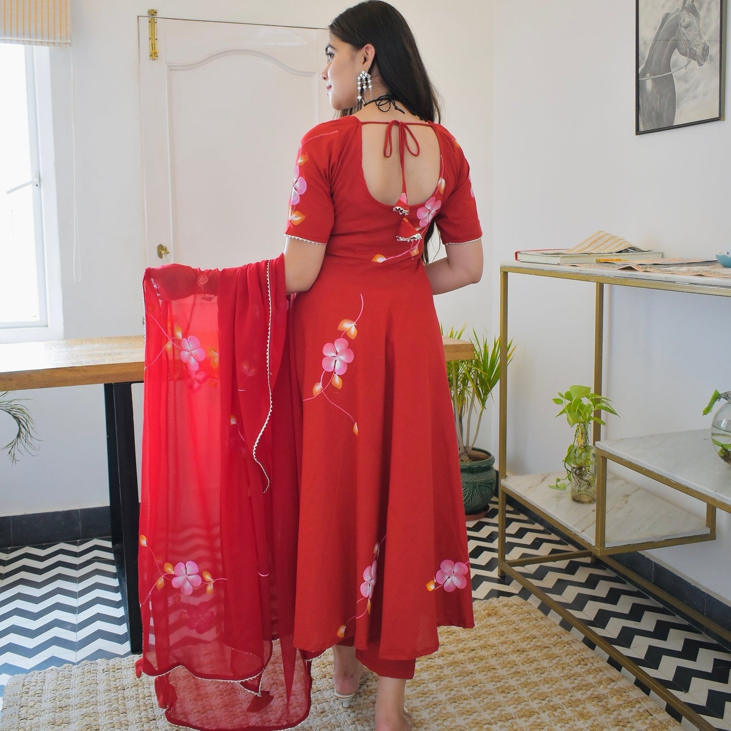 Red Handpainted Suit Set