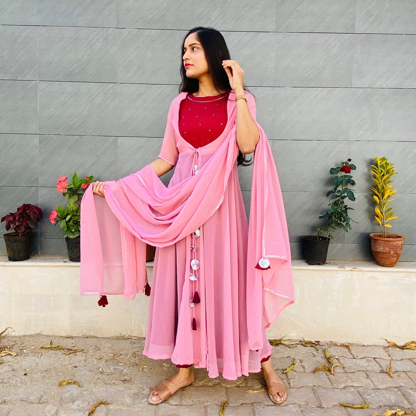 Blush Wine Jacket Suit Set
