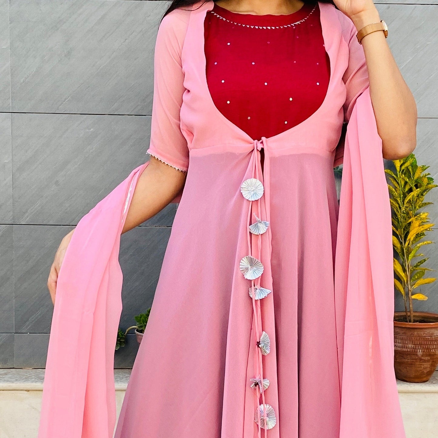 Blush Wine Jacket Suit Set