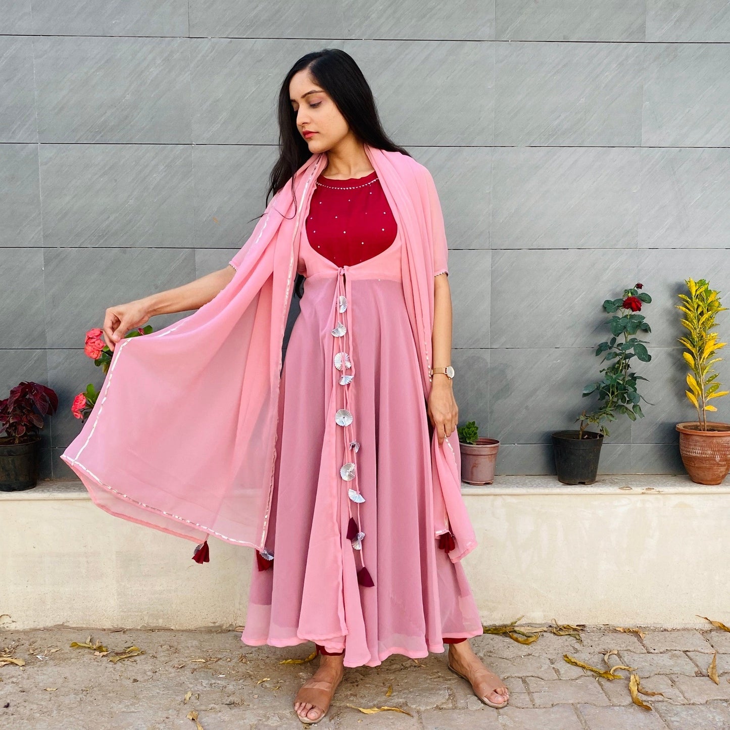 Blush Wine Jacket Suit Set