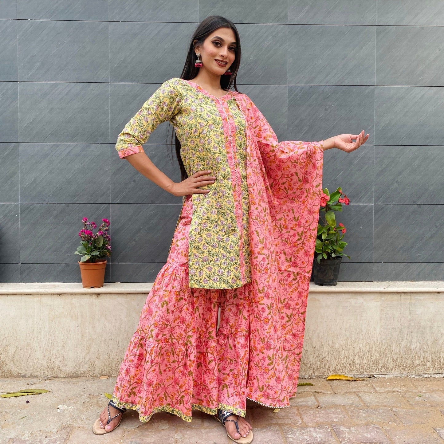 Pista Green Garden Sharara Set