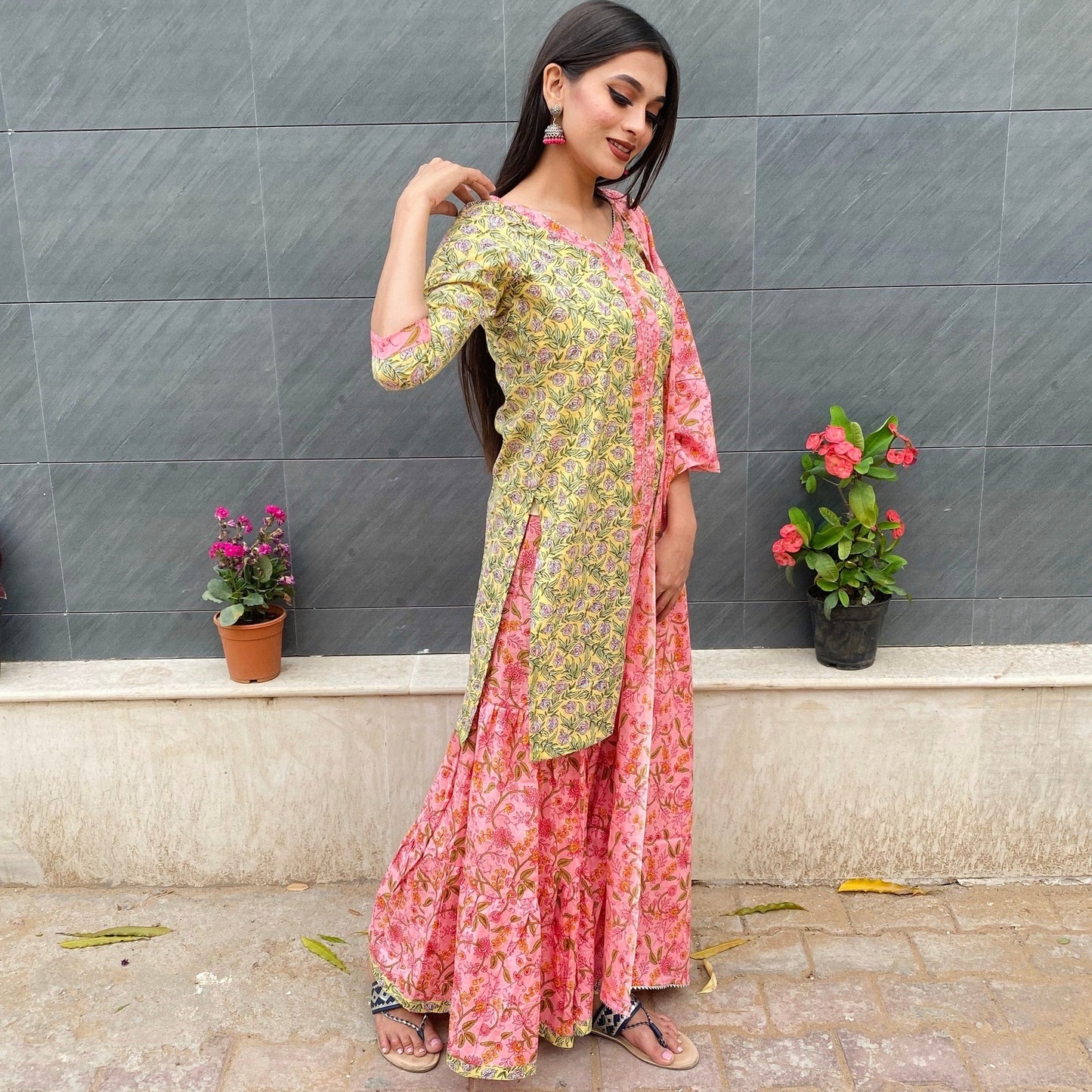 Pista Green Garden Sharara Set