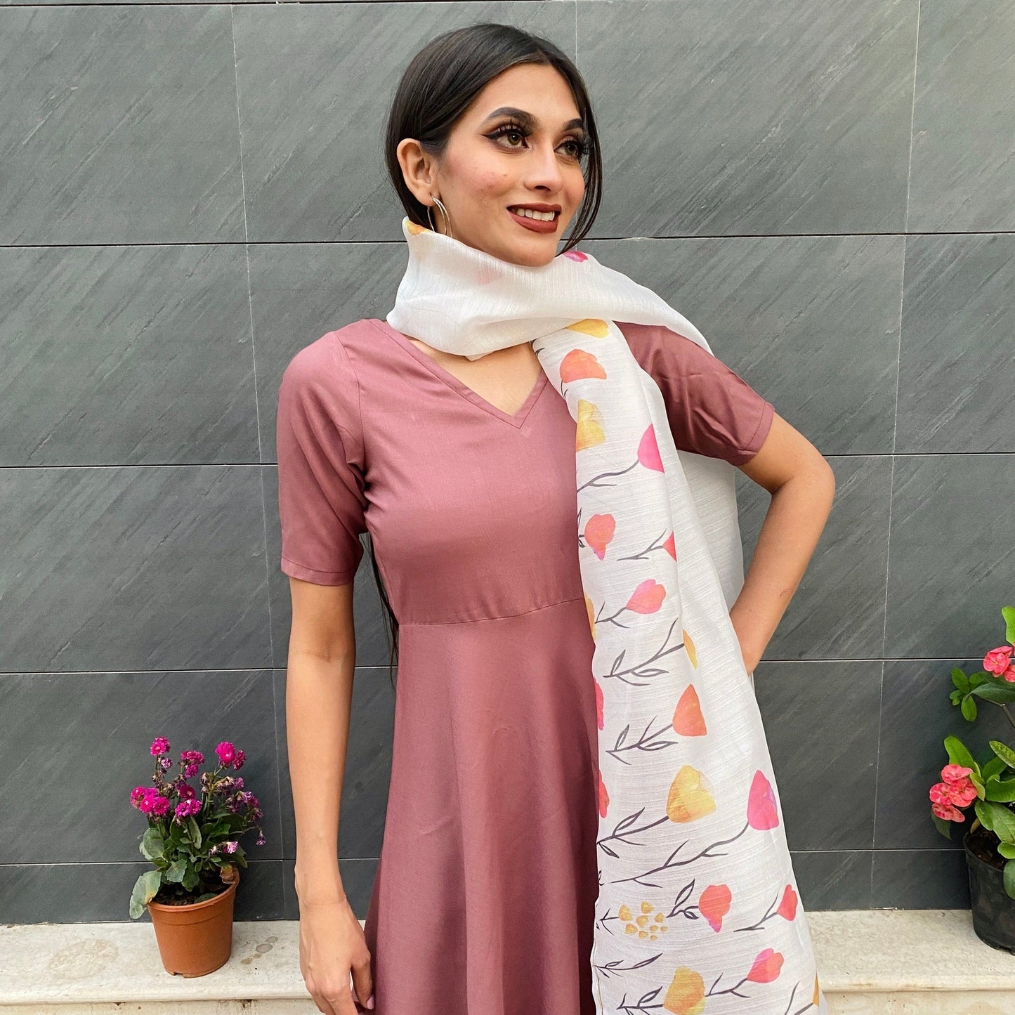 Dusky Pink Handpainted Suit Set