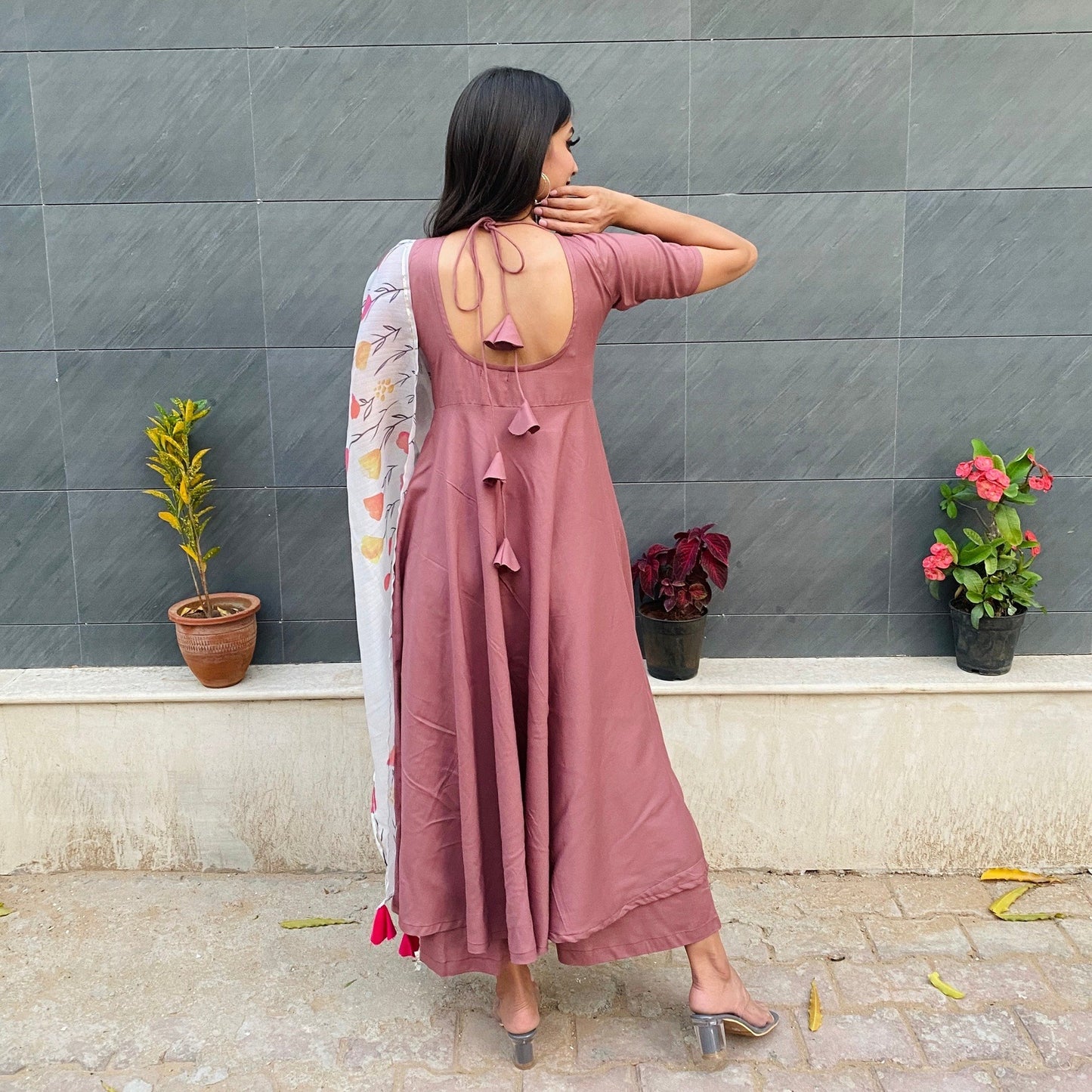 Dusky Pink Handpainted Suit Set