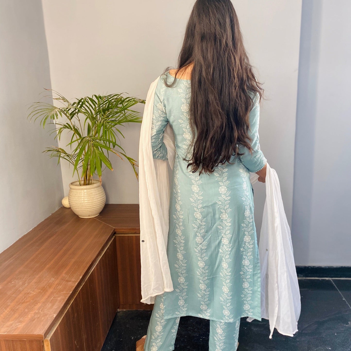 Turquoise Floral Suit Set