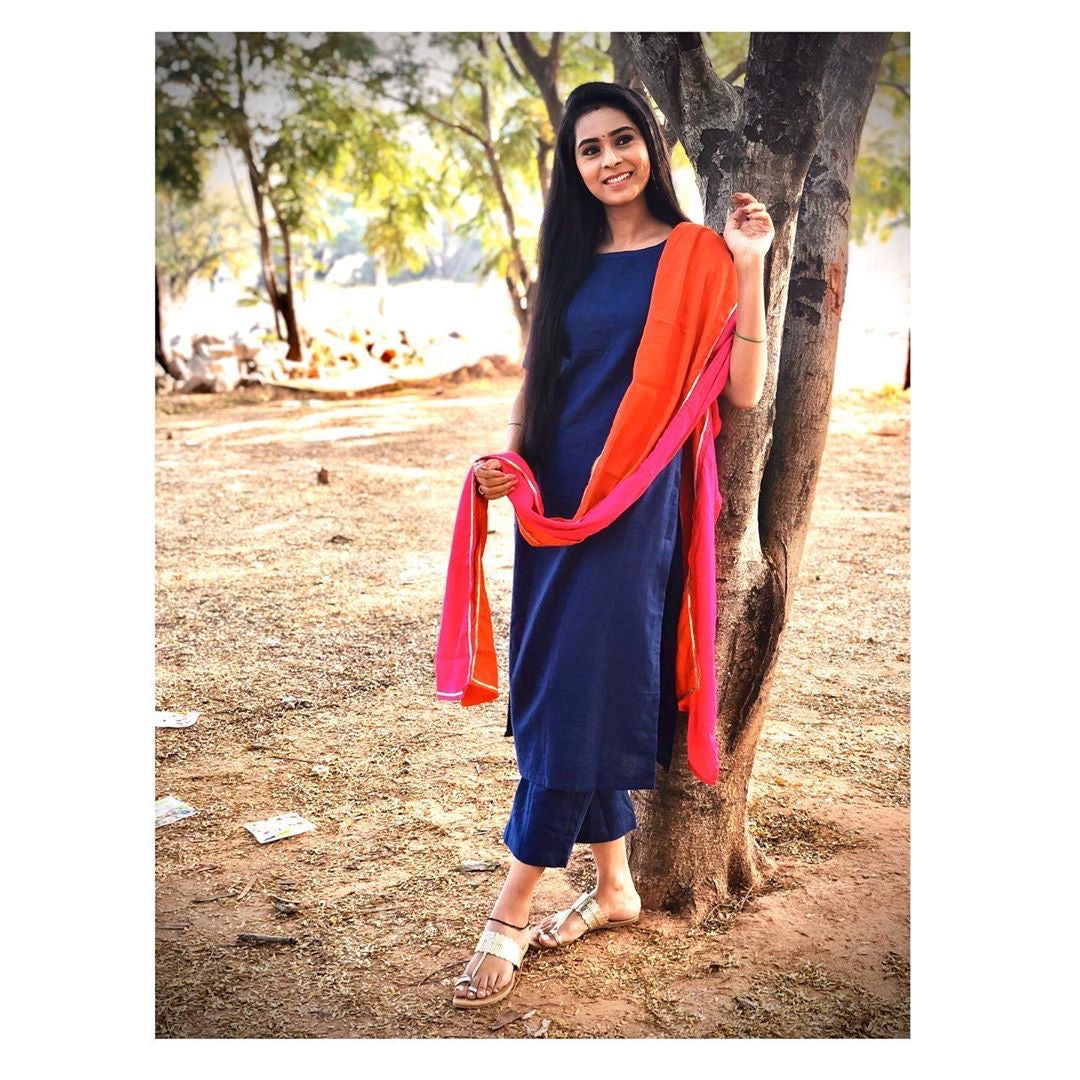 Navy Ethnic Suit Set