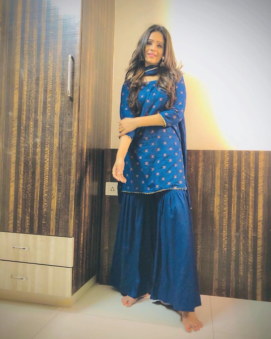 Blue Festive Sharara Set
